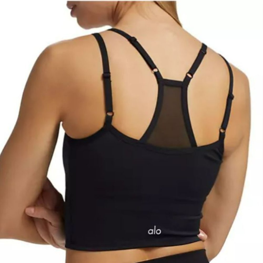Alo Airlife Double Check Bra Tank, Black, Size Medium, NEW